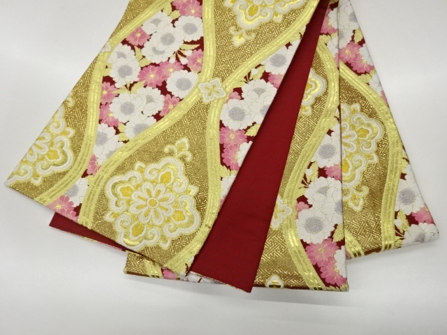  立涌に華紋・桜模様織出し袋帯